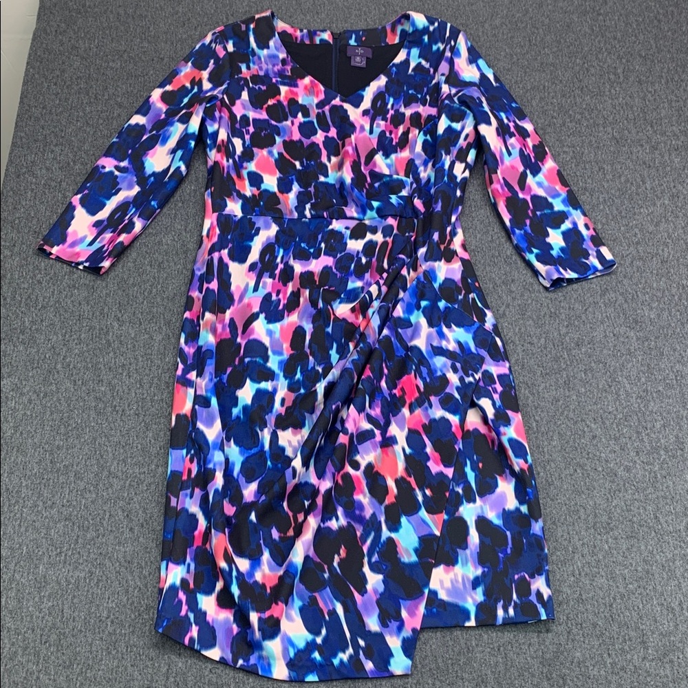 NYDJ Women's Kona Dash Print Stretch Crepe Wrap Dress - Size 10